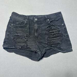 American Eagle Black Distressed Denim Shorts